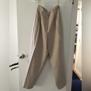 Amanda Smith Pure Linen High-Waisted Pleated Trousers Sz 10
